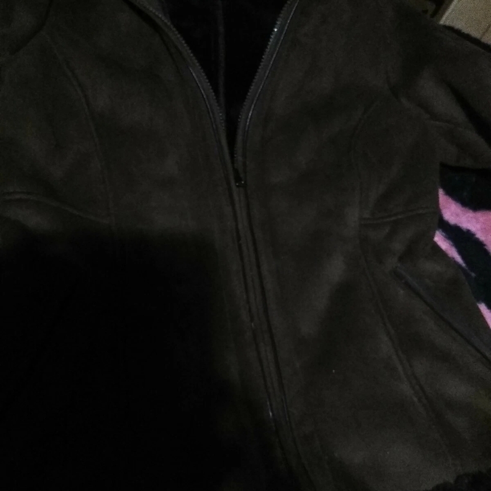 Croft & Barrow women's Faux Fur Suede Winter Hood coat Brown Size small
